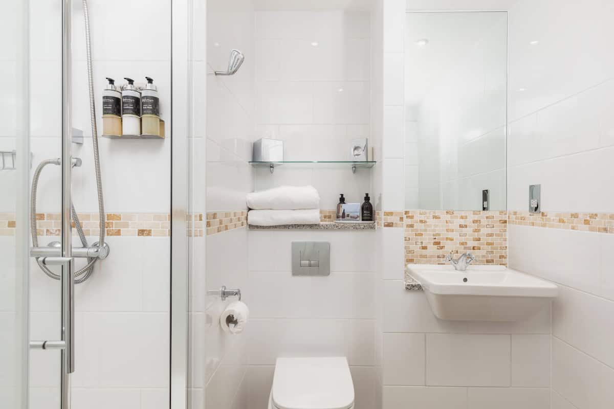 free toiletries, hair dryer, towels