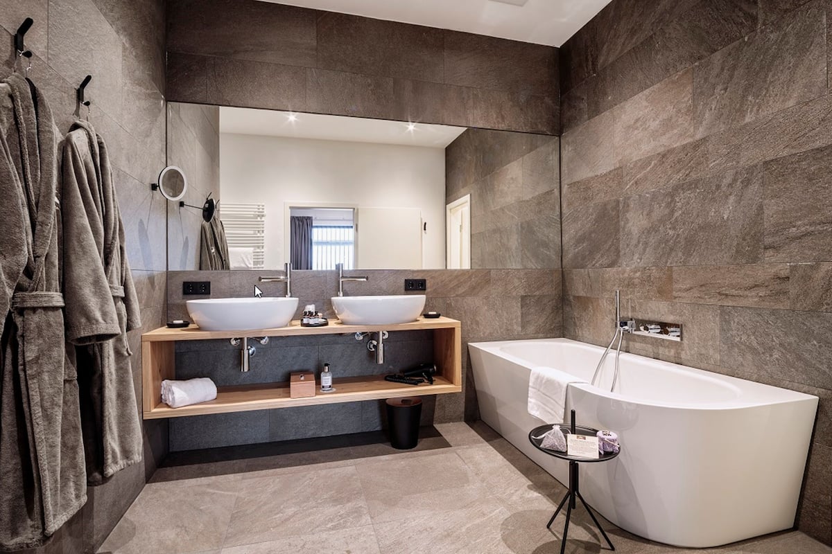 penthouse | bathroom | hair dryer, towels