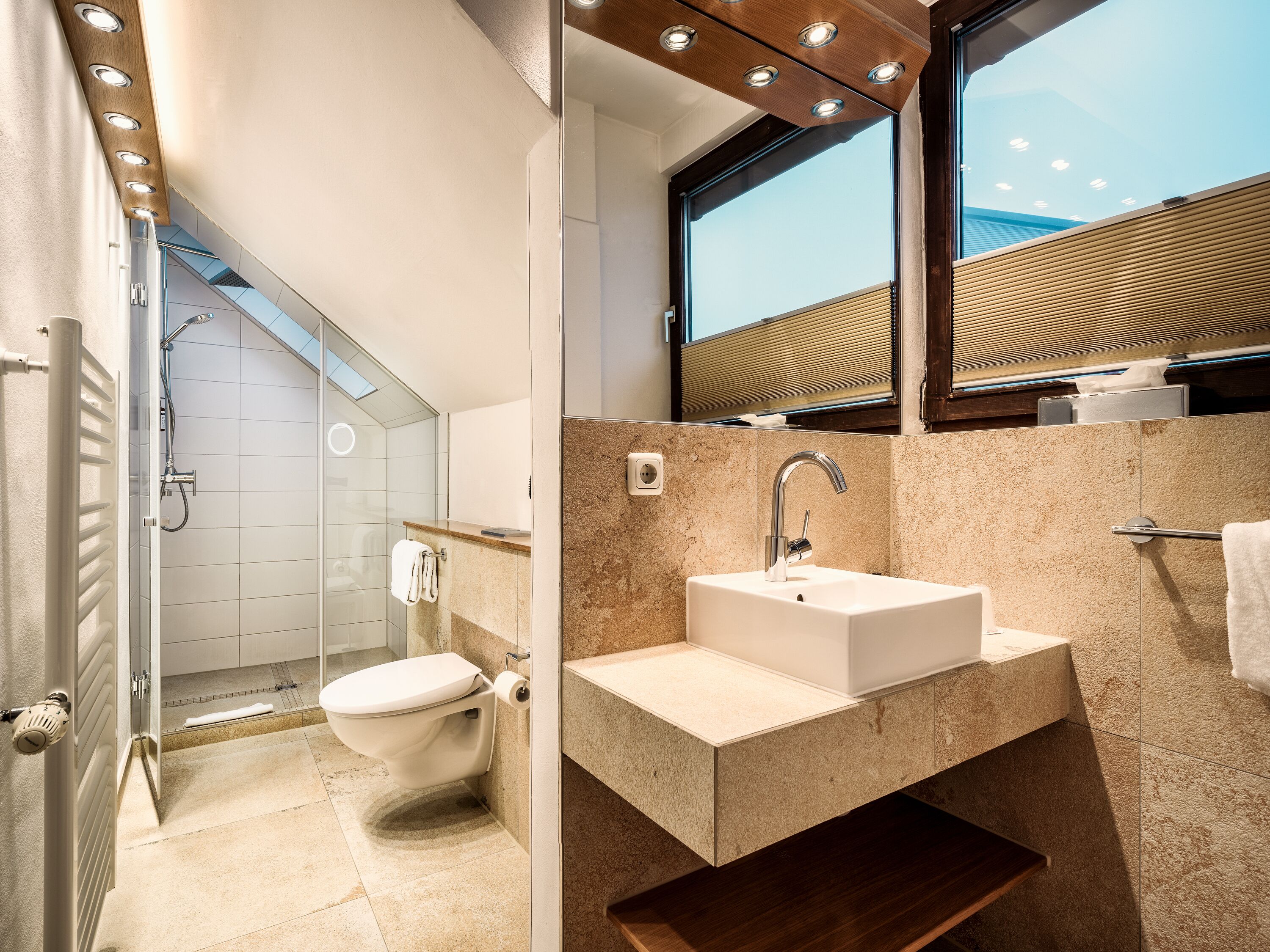 comfort double room | bathroom | hair dryer, towels