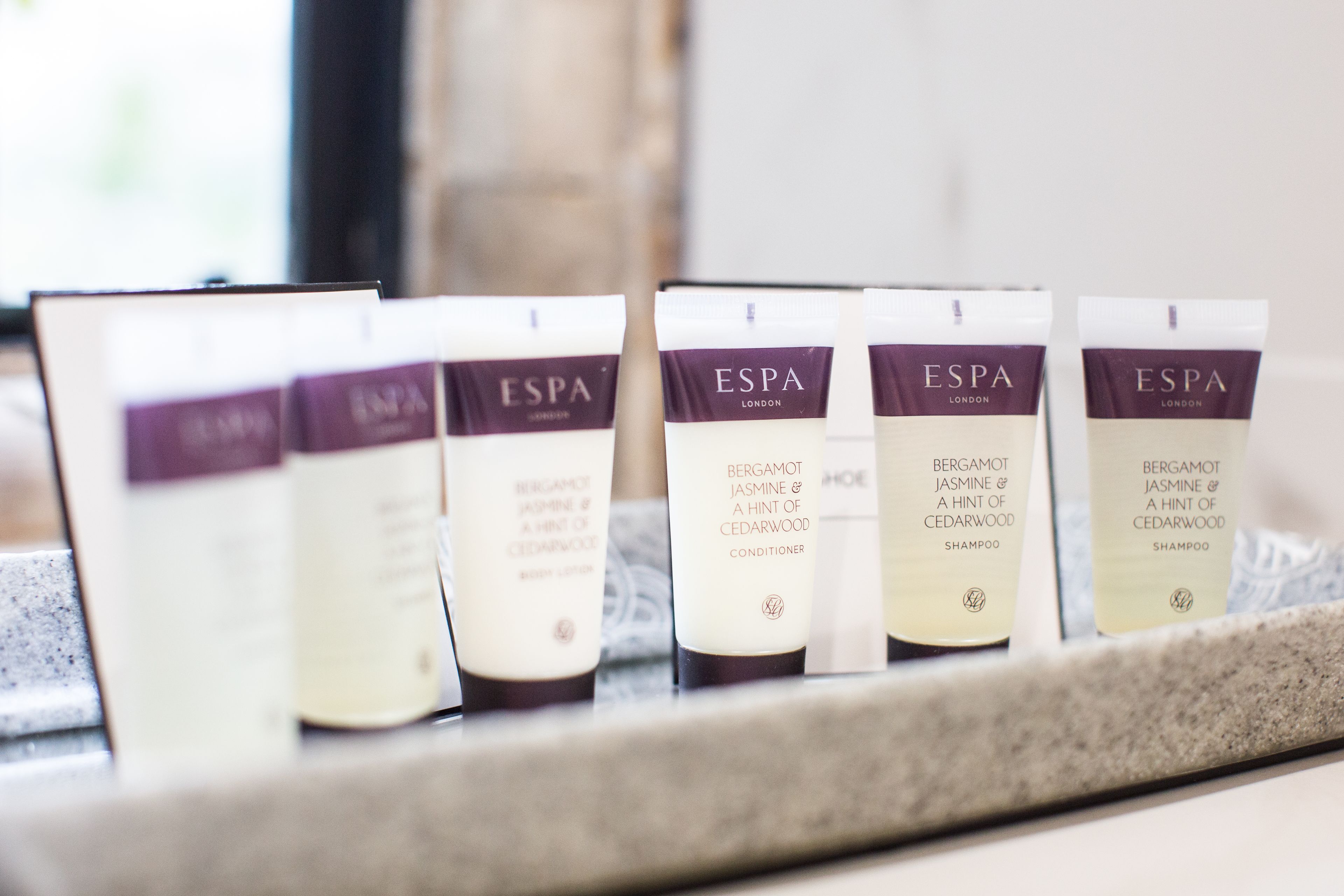 free toiletries, hair dryer, slippers, towels