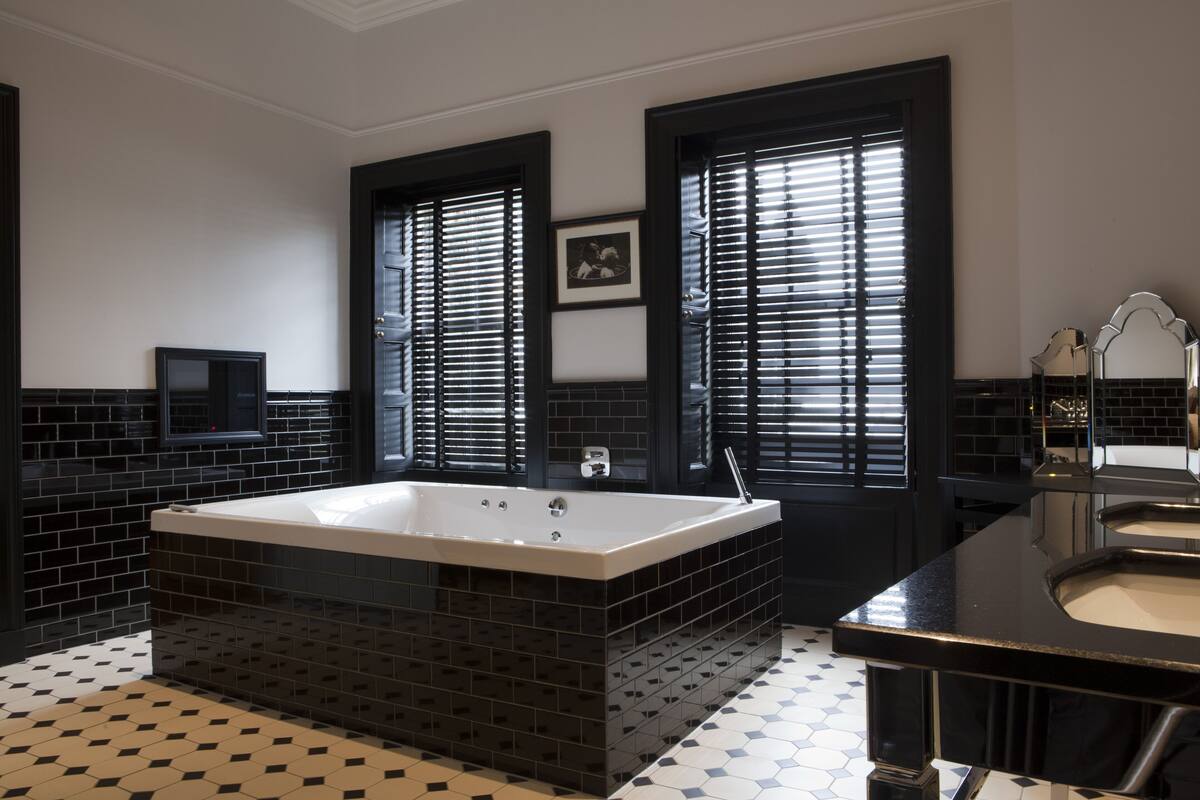 lairds suite | bathroom | designer toiletries, hair dryer, bathrobes, towels