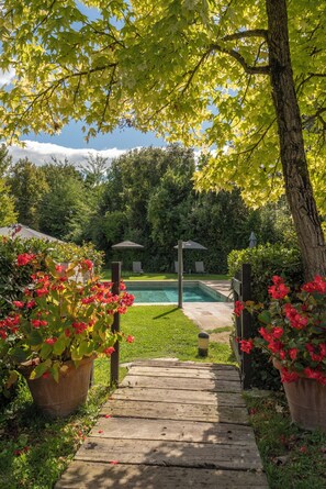 Outdoor pool, open 9:00 AM to 8:00 PM, pool umbrellas, sun loungers