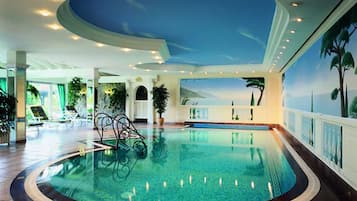 Indoor pool, open 6:30 AM to 10:00 PM, sun loungers