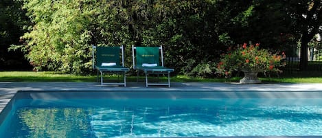 Outdoor pool, pool loungers