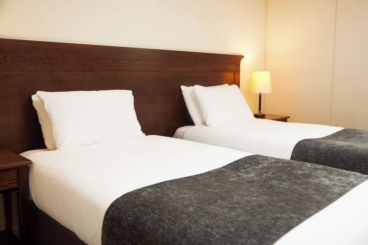 Habitación estándar, 2 camas individuales | Escritorio, tabla de planchar con plancha, wifi gratis y ropa de cama