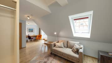 Exclusive-Studiosuite, Terrasse (Penthouse) | 1 Schlafzimmer, hochwertige Bettwaren, Daunenbettdecken, Zimmersafe