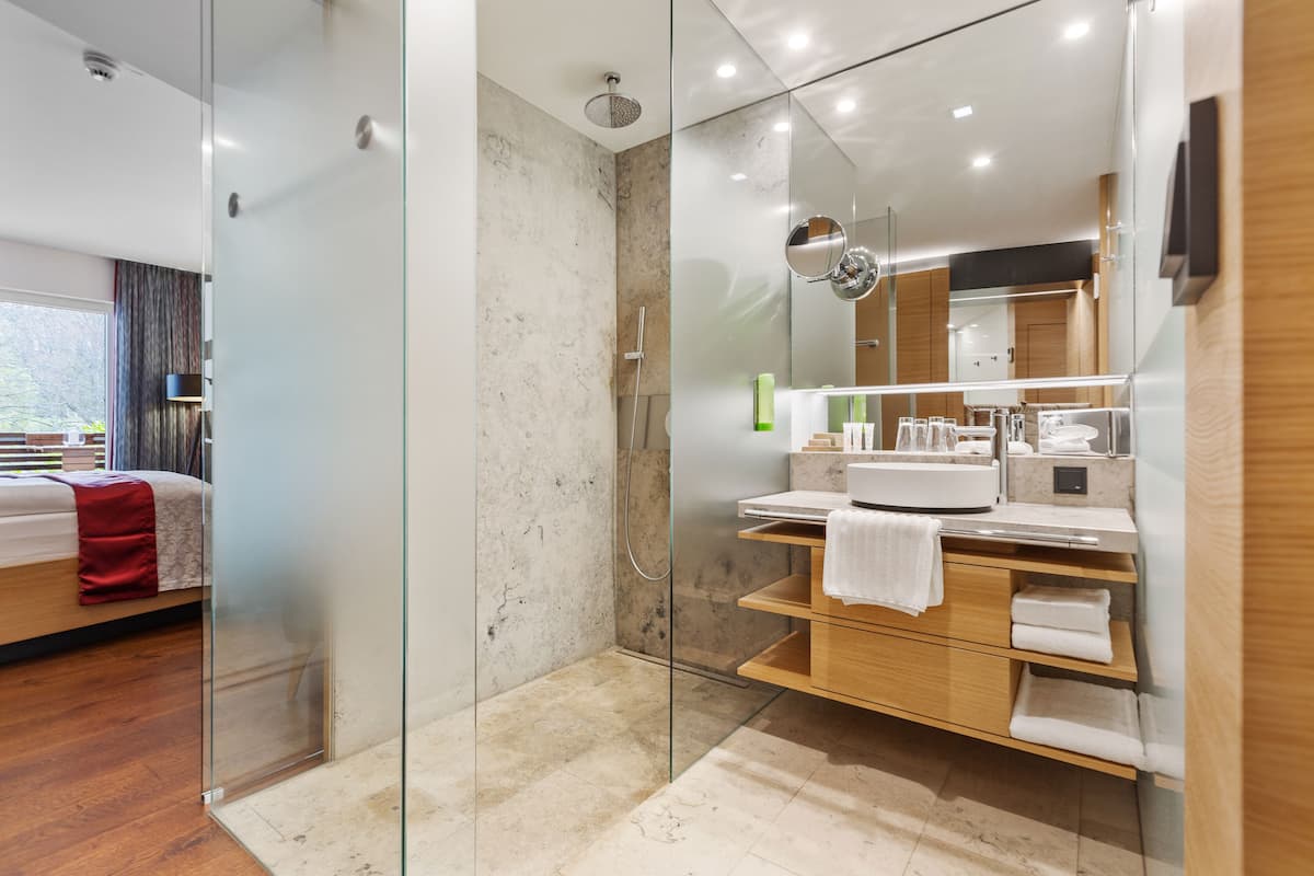 free toiletries, hair dryer, bathrobes, slippers