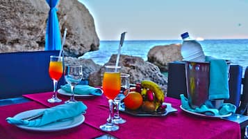 Private beach, beach umbrellas, beach towels, beach massages
