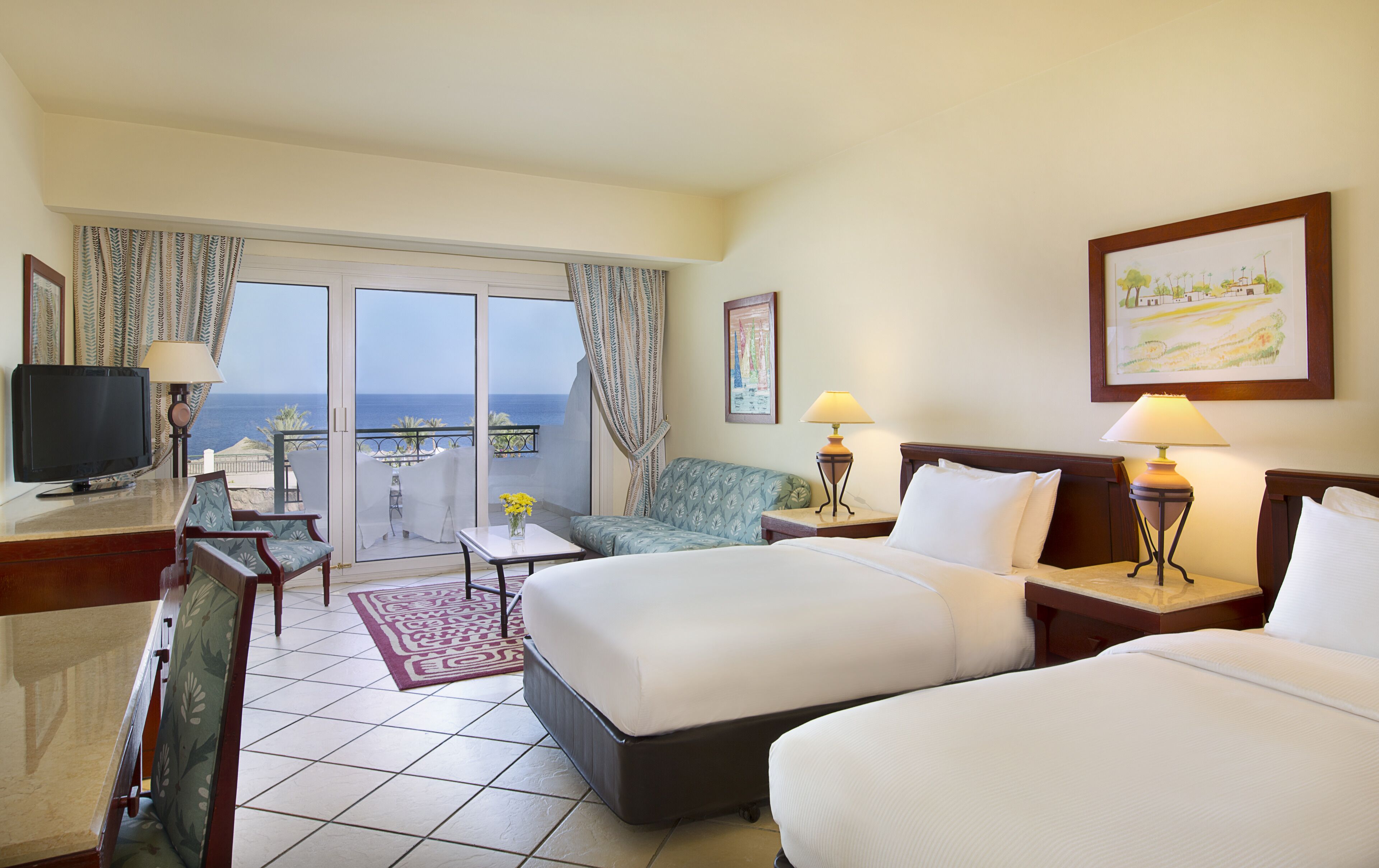 deluxe twin room, non smoking, sea view | 1 bedroom, egyptian cotton sheets, down duvets, minibar