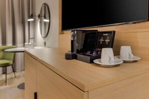 In-room safe, desk, laptop workspace, soundproofing