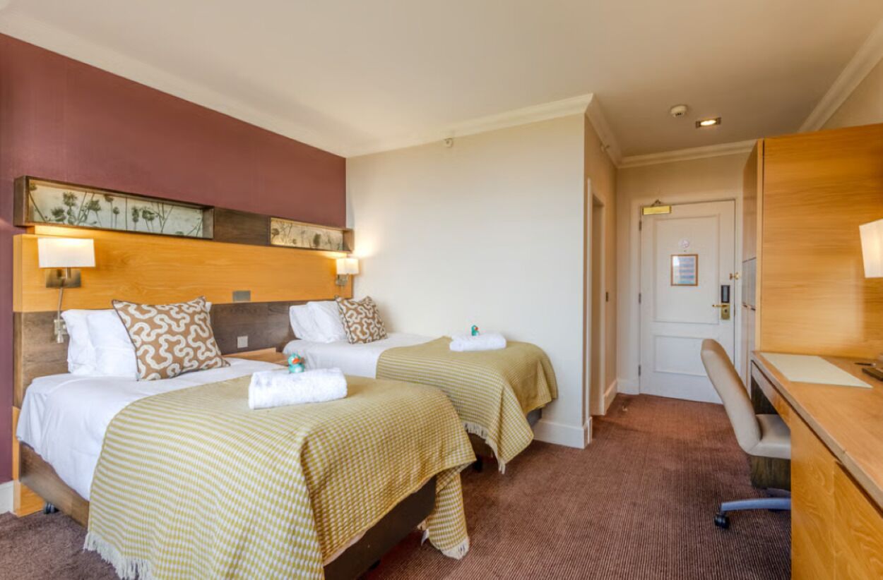 In-room safe, desk, laptop workspace, blackout curtains