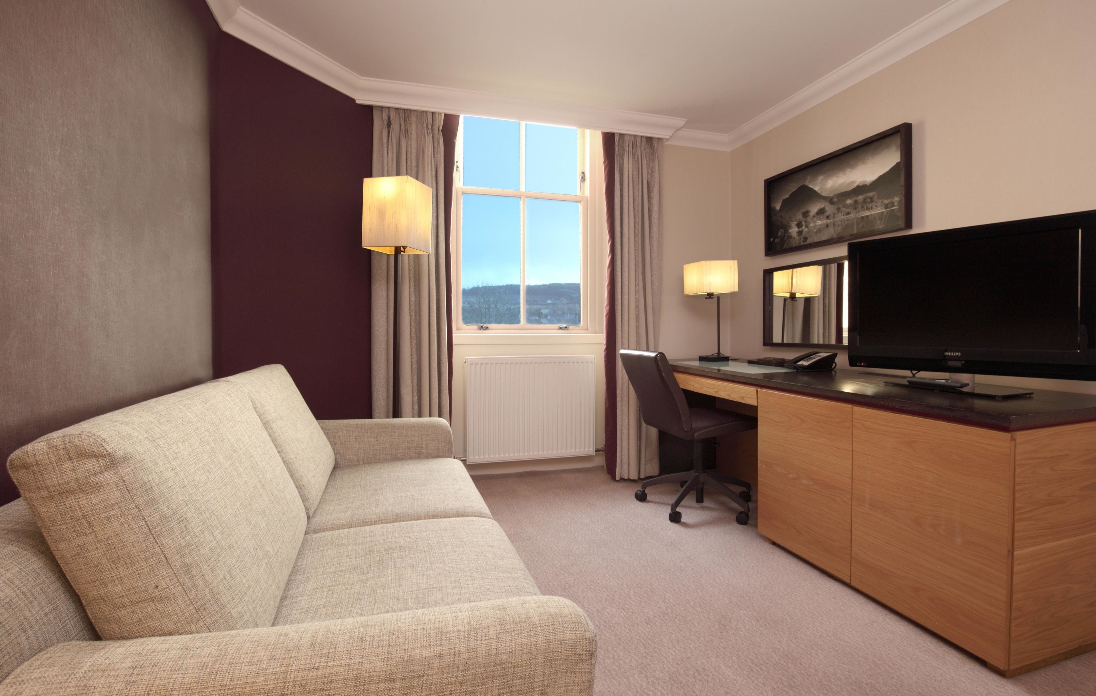 In-room safe, desk, laptop workspace, blackout drapes