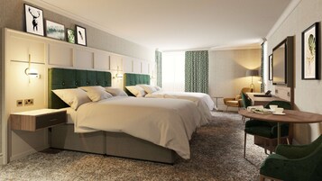 Hilton, Suite, 2 camas dobles | Caja fuerte, escritorio, espacio para trabajar con un portátil