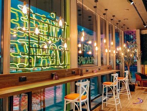 Breakfast, lunch, dinner served; international cuisine