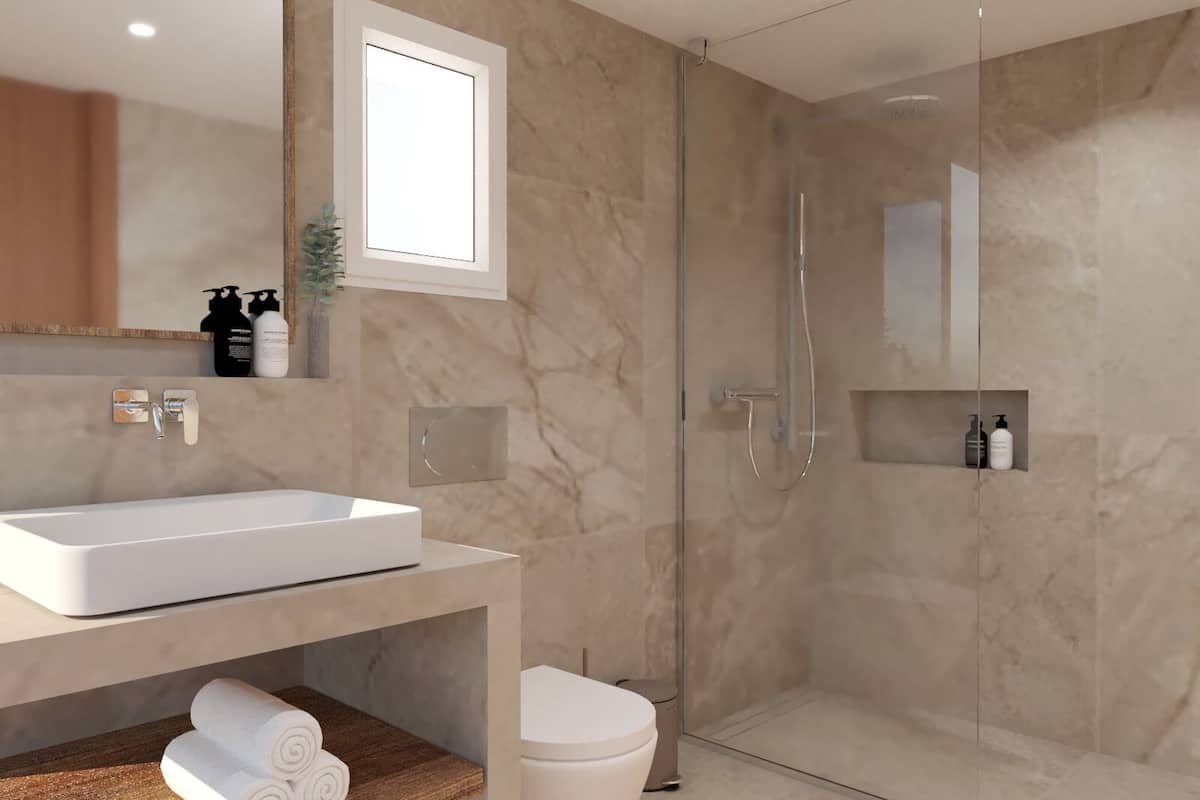 shower, free toiletries, hair dryer, slippers