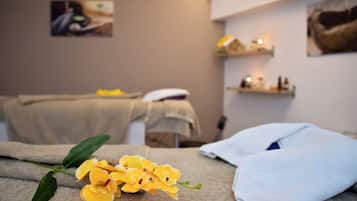 Experience ultimate relaxation in our serene spa setting, complete with plush towels and soothing ambiance.