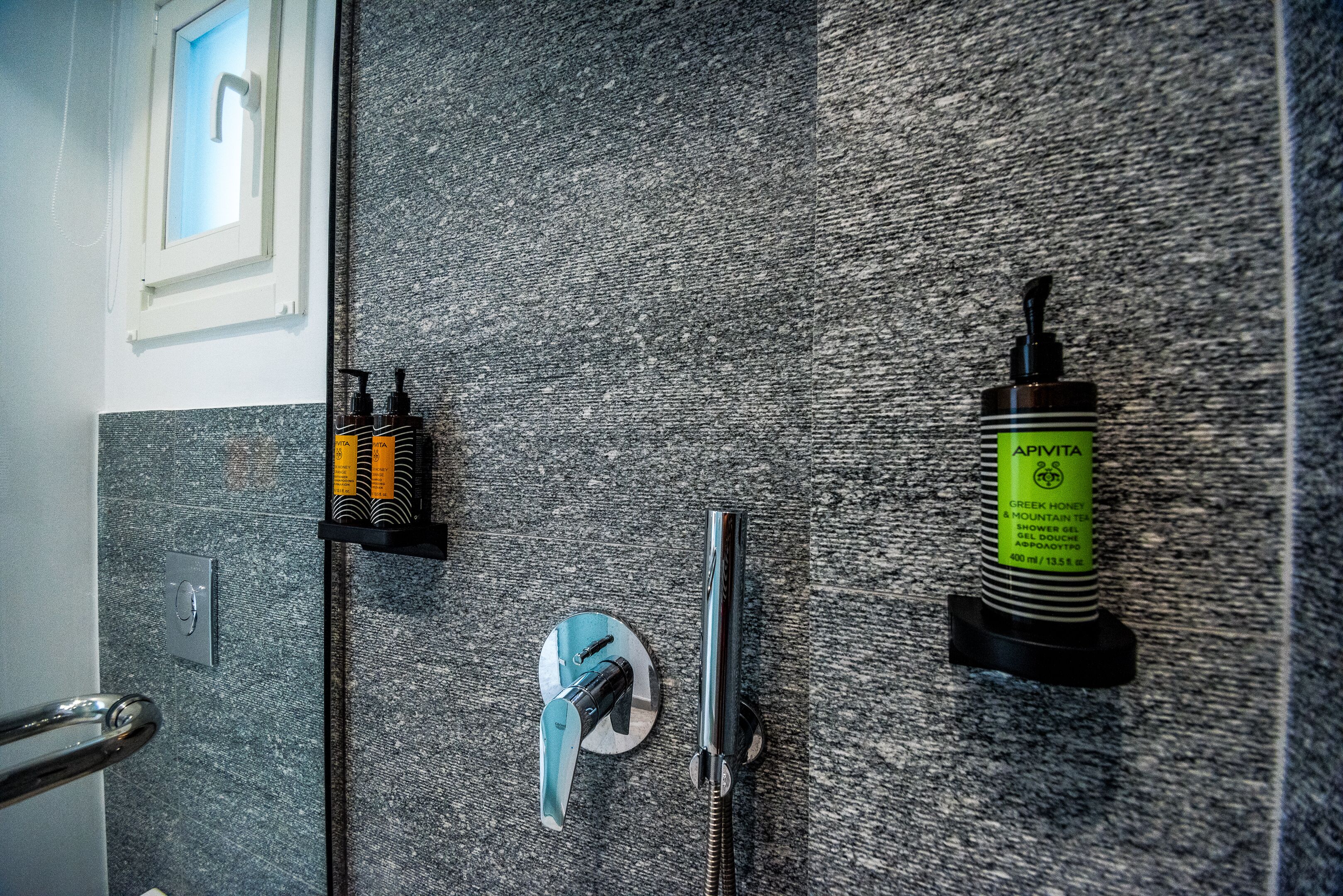 shower, free toiletries, hair dryer, bathrobes