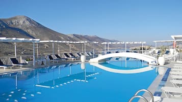 Indoor pool, seasonal outdoor pool, pool umbrellas