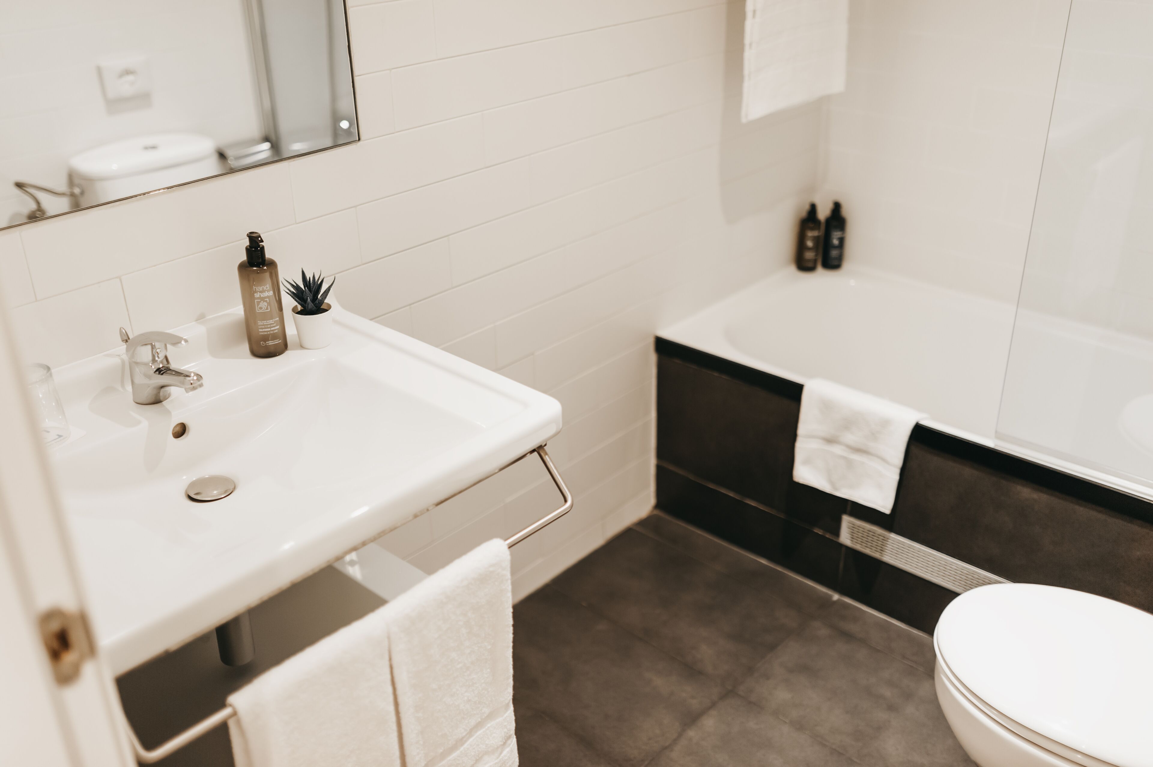 free toiletries, hair dryer, towels