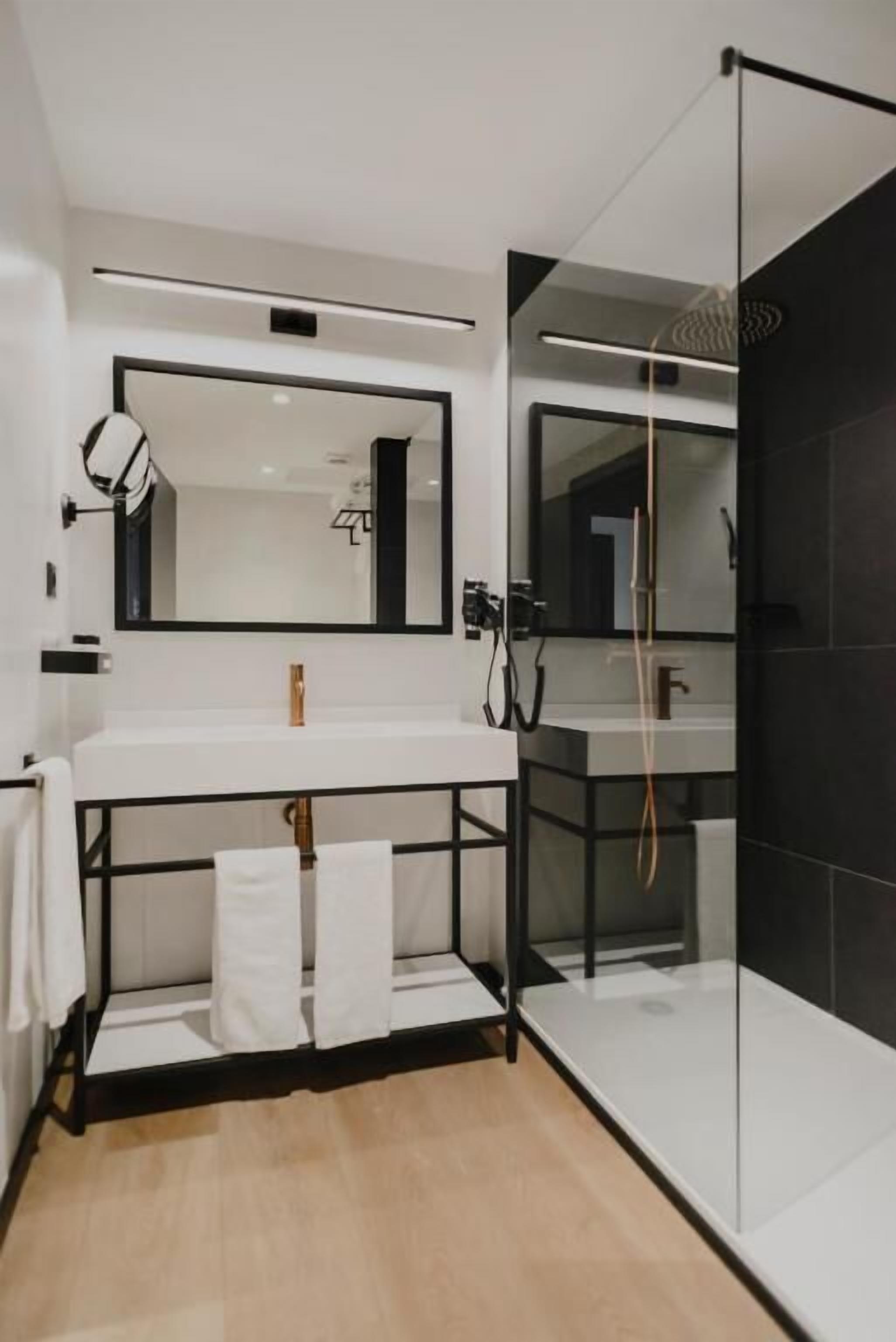 free toiletries, hair dryer, bidet, towels