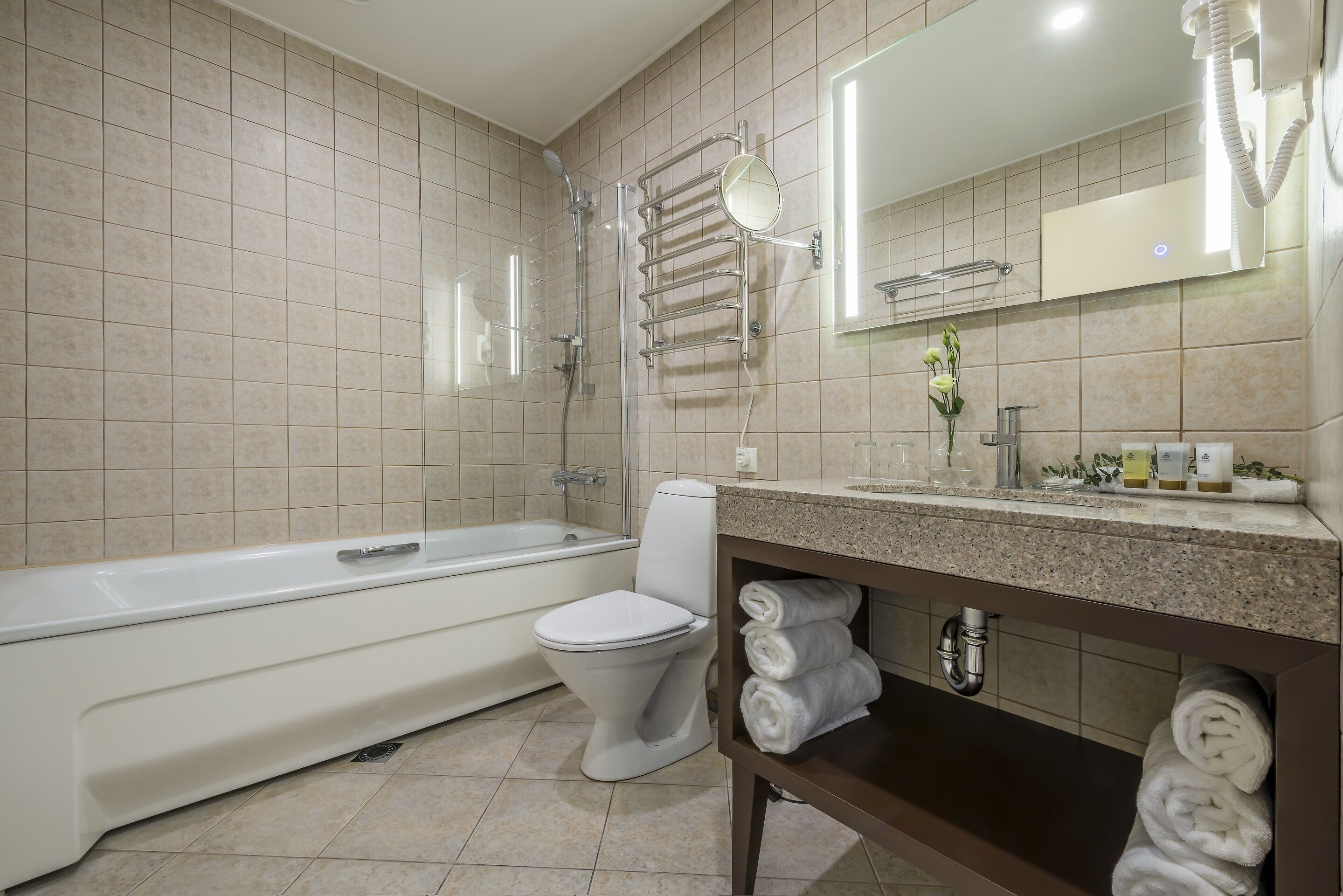 standard double or twin room | bathroom | free toiletries, hair dryer, towels
