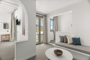 Exclusive White Suite with Sea View and Outdoor Hot Tub | Living area - Mr and Mrs White Tinos (Tinos)