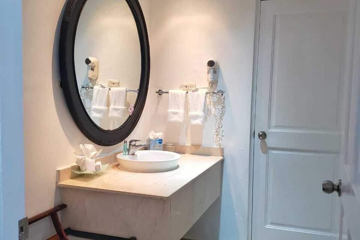 exclusive suite | bathroom | shower, hair dryer, towels, soap