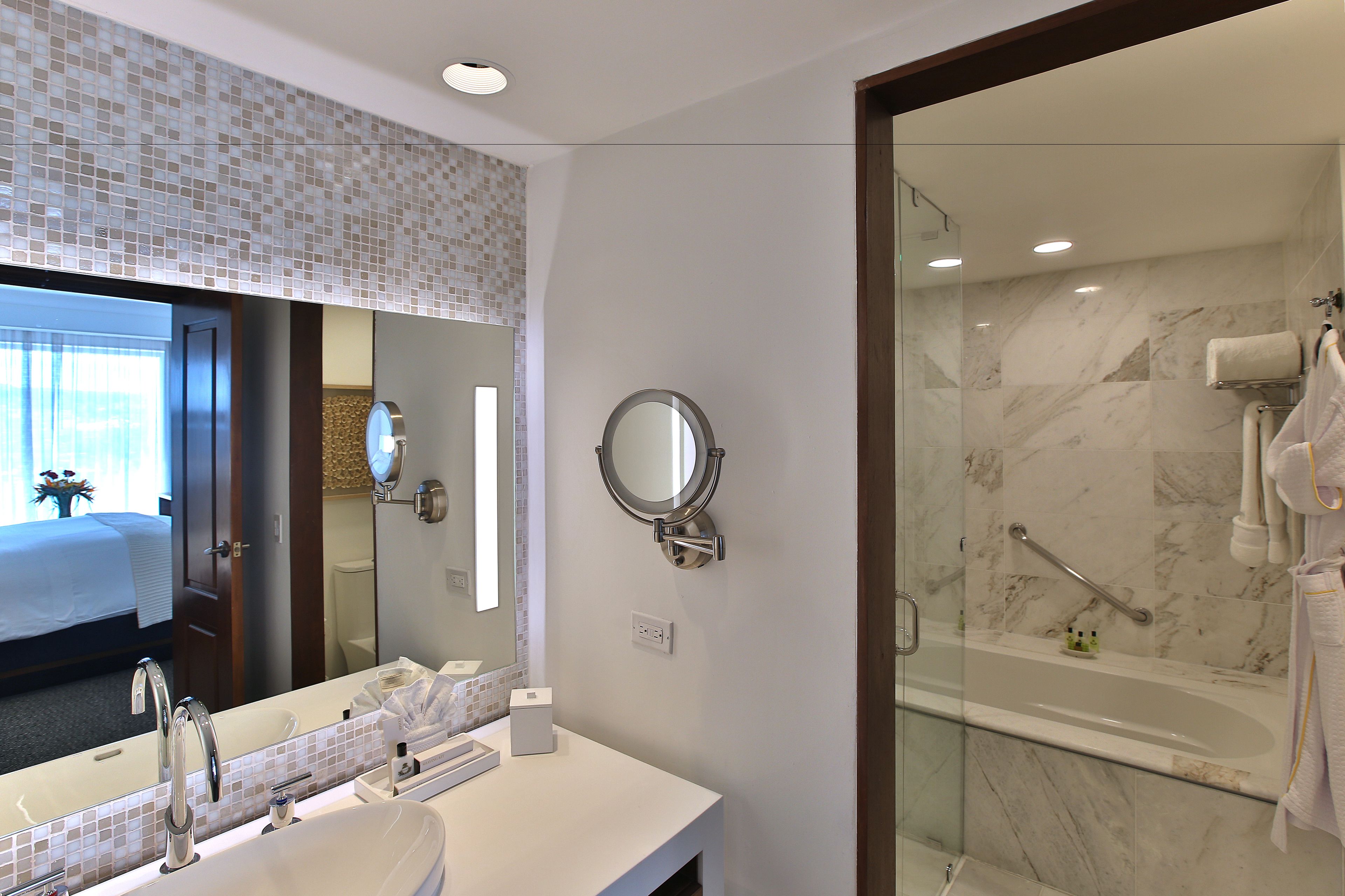 free toiletries, hair dryer, bathrobes, slippers