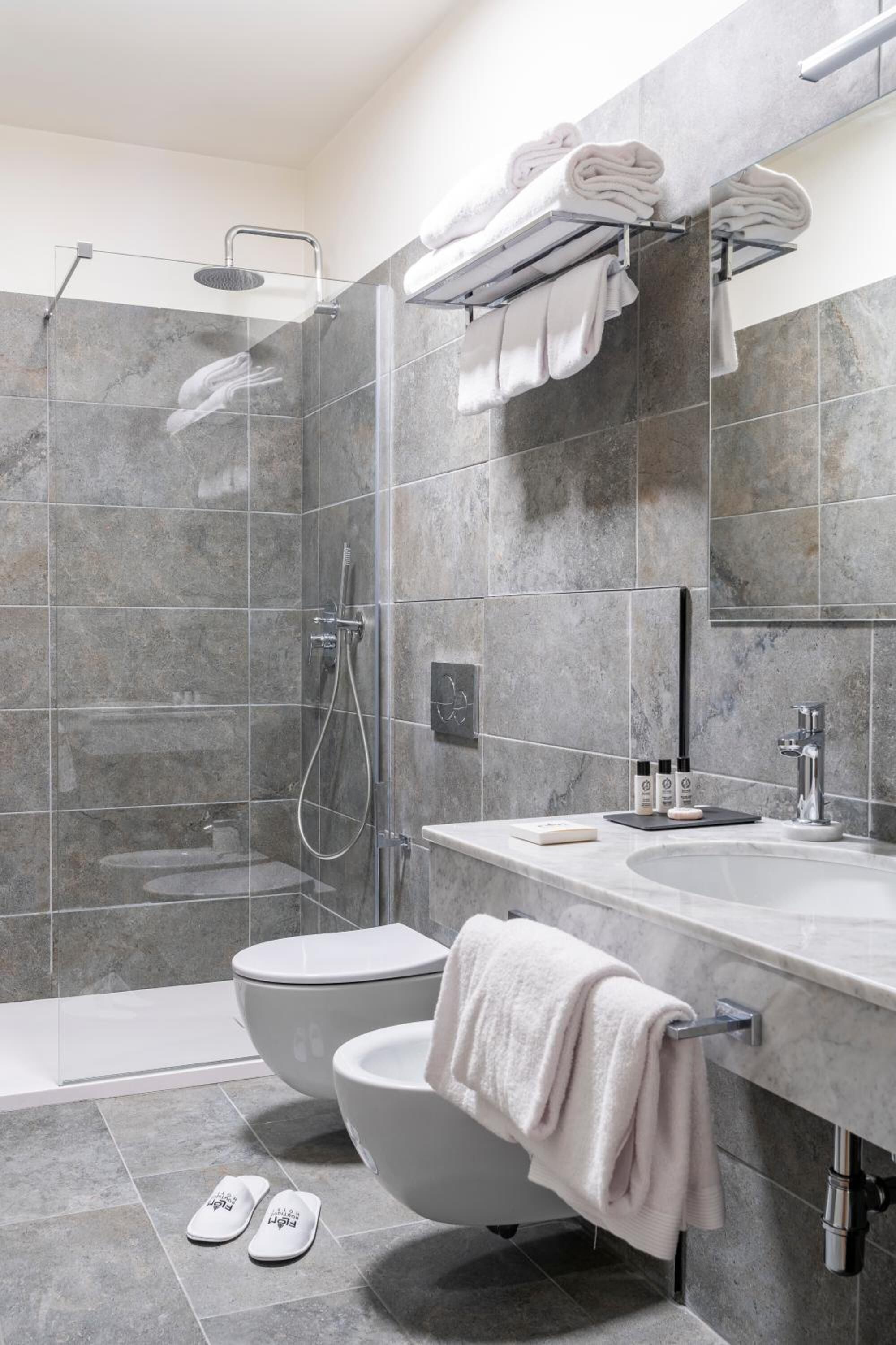 Free toiletries, hair dryer, bidet, towels