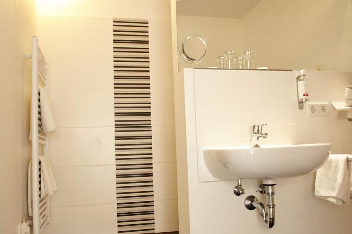 shower, free toiletries, hair dryer, slippers