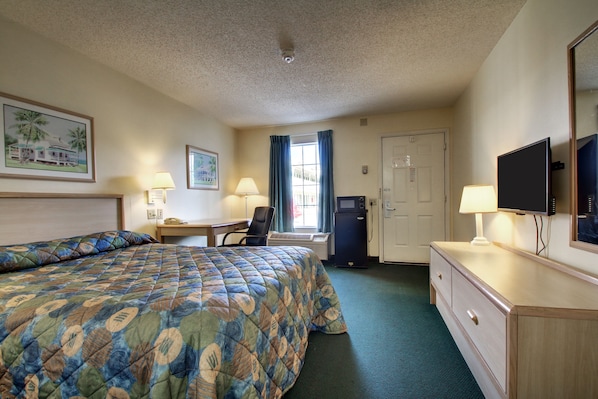 Desk, free WiFi, bed sheets