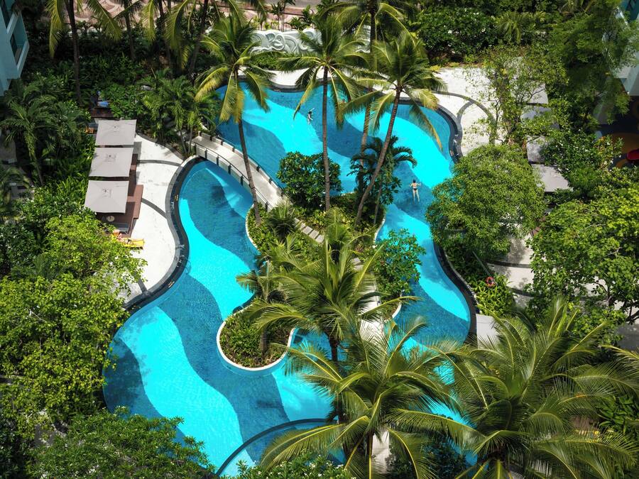 Outdoor pool, open 6:00 AM to 9:00 PM, pool umbrellas, sun loungers
