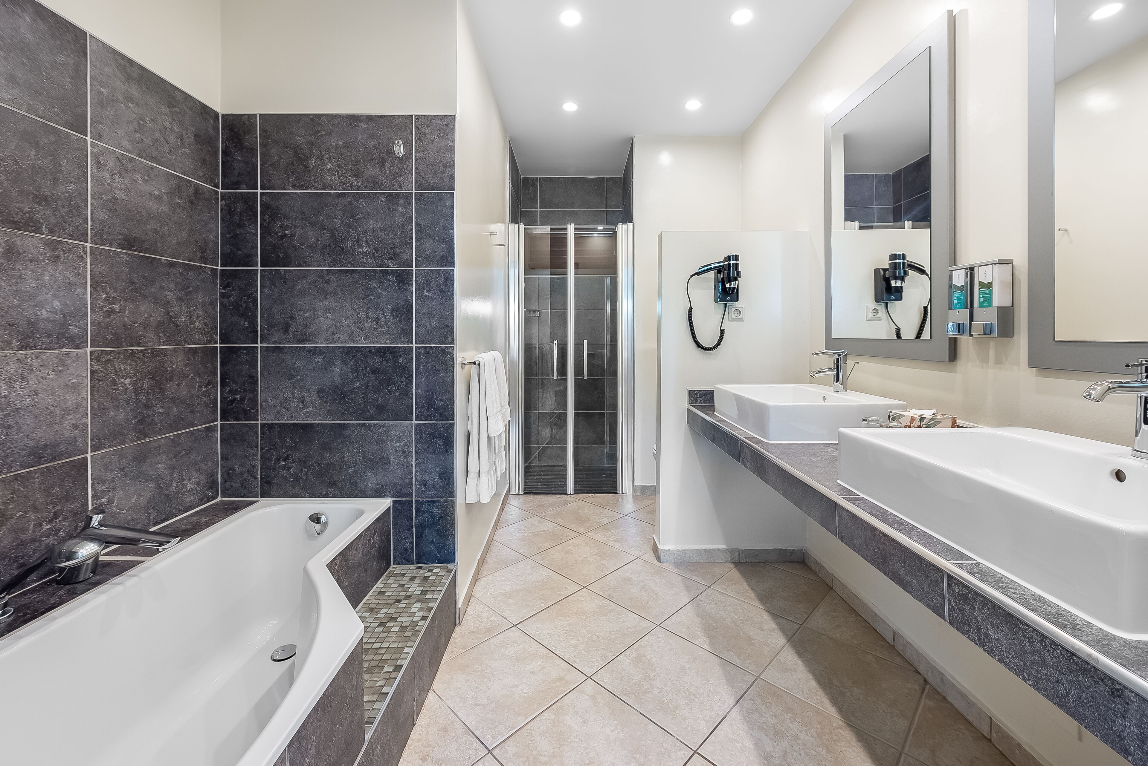 2 bedroom apartment lions | bathroom | eco-friendly toiletries, hair dryer, towels