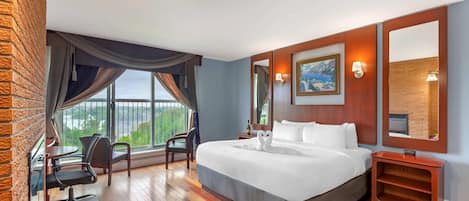 Desk, iron/ironing board, bed sheets, alarm clocks