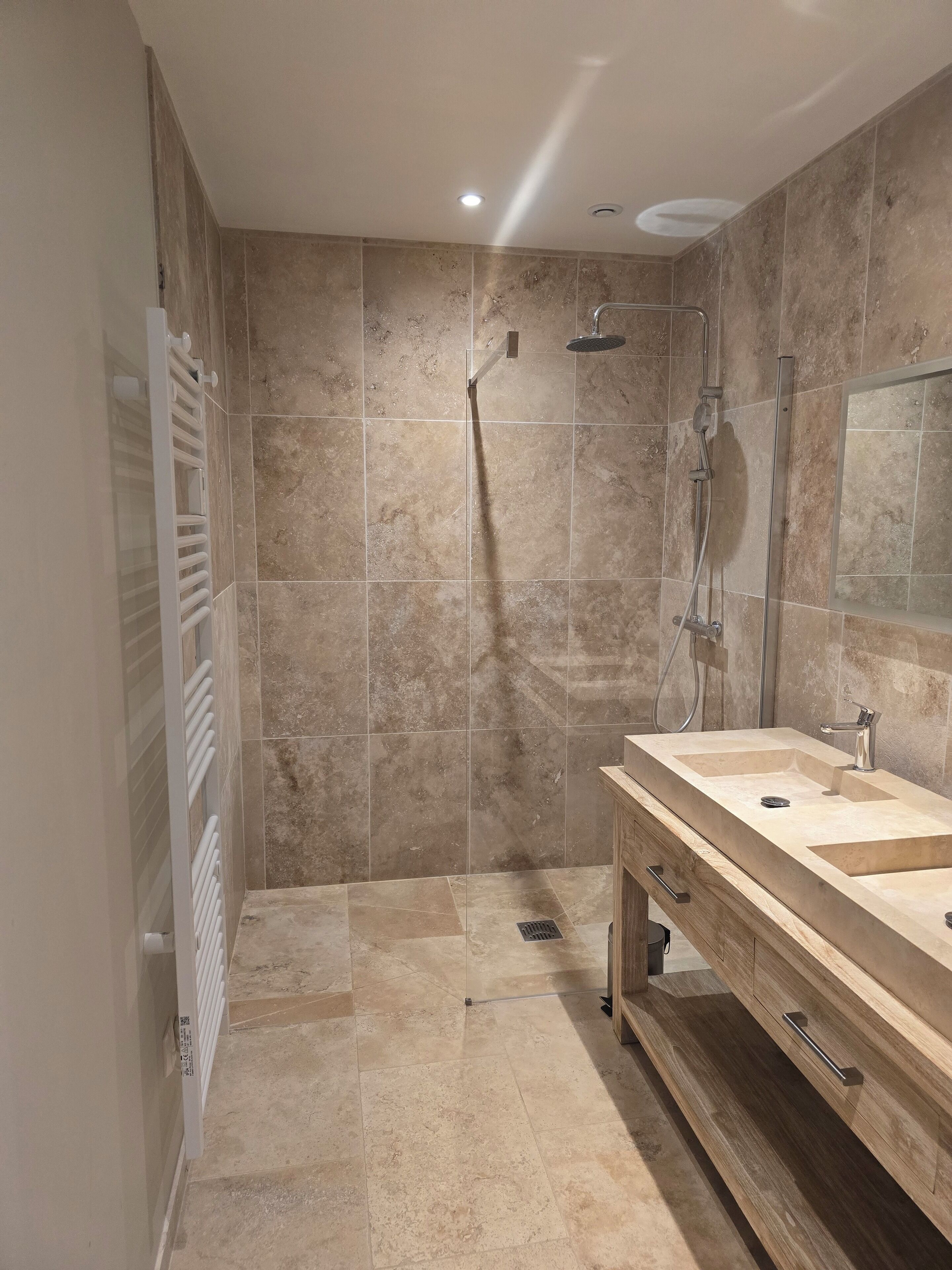 free toiletries, hair dryer, bidet, towels