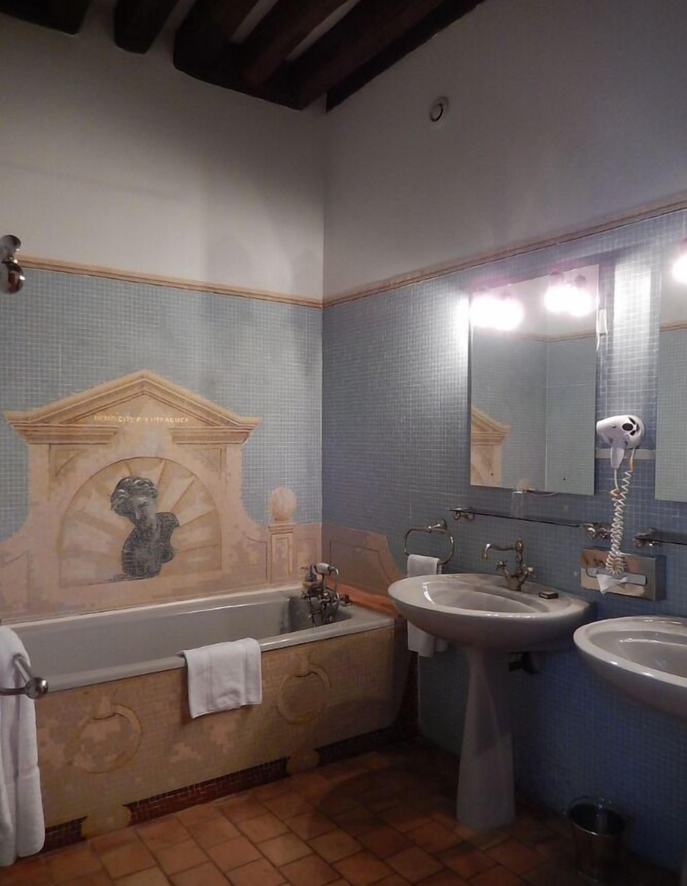 free toiletries, hair dryer, bidet, towels