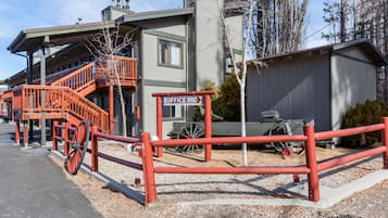 Stylish building with a prominent staircase and office space.