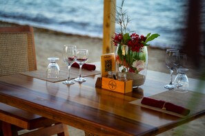 Breakfast, lunch, dinner served; beach views