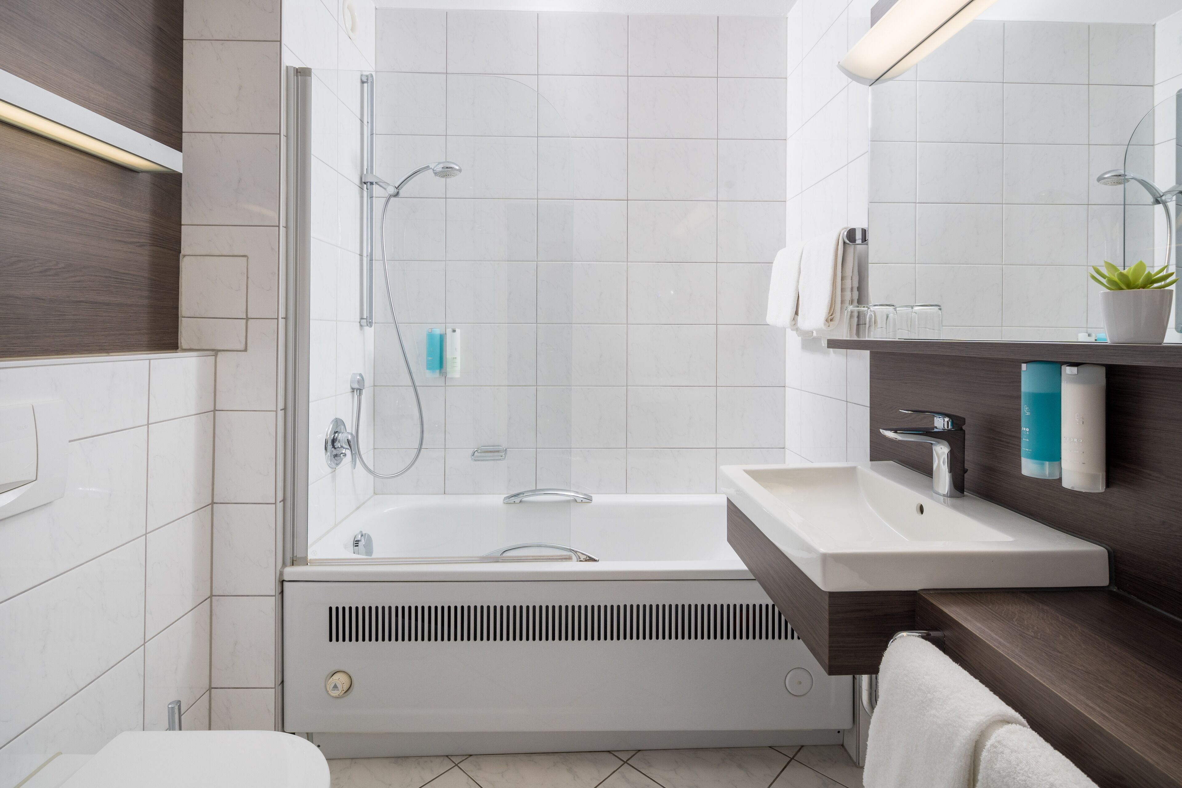 hair dryer, bathrobes, towels