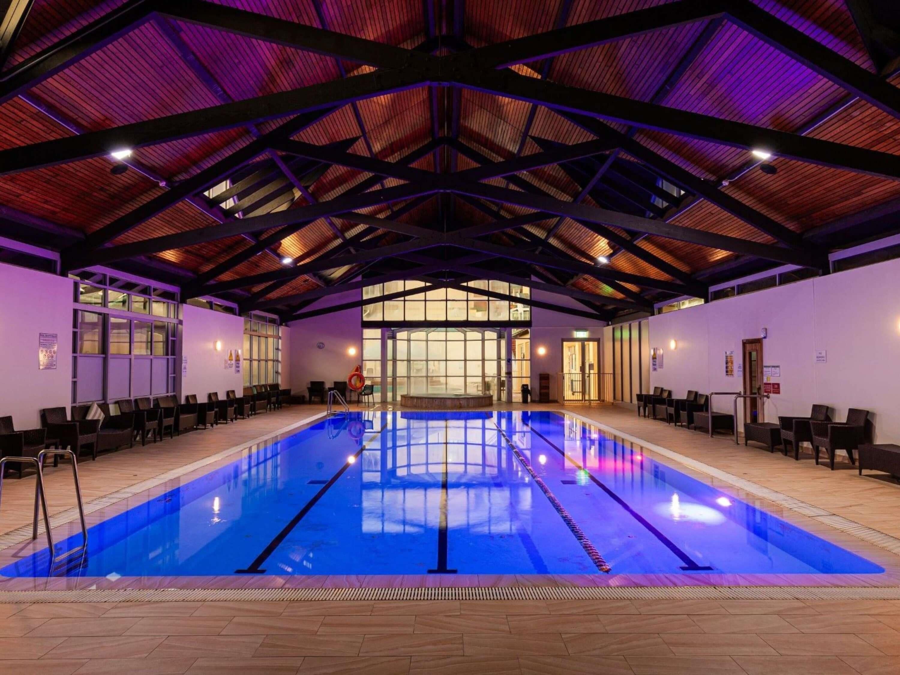 Indoor pool, outdoor pool, pool loungers
