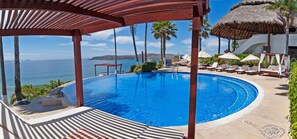 Outdoor pool, sun loungers