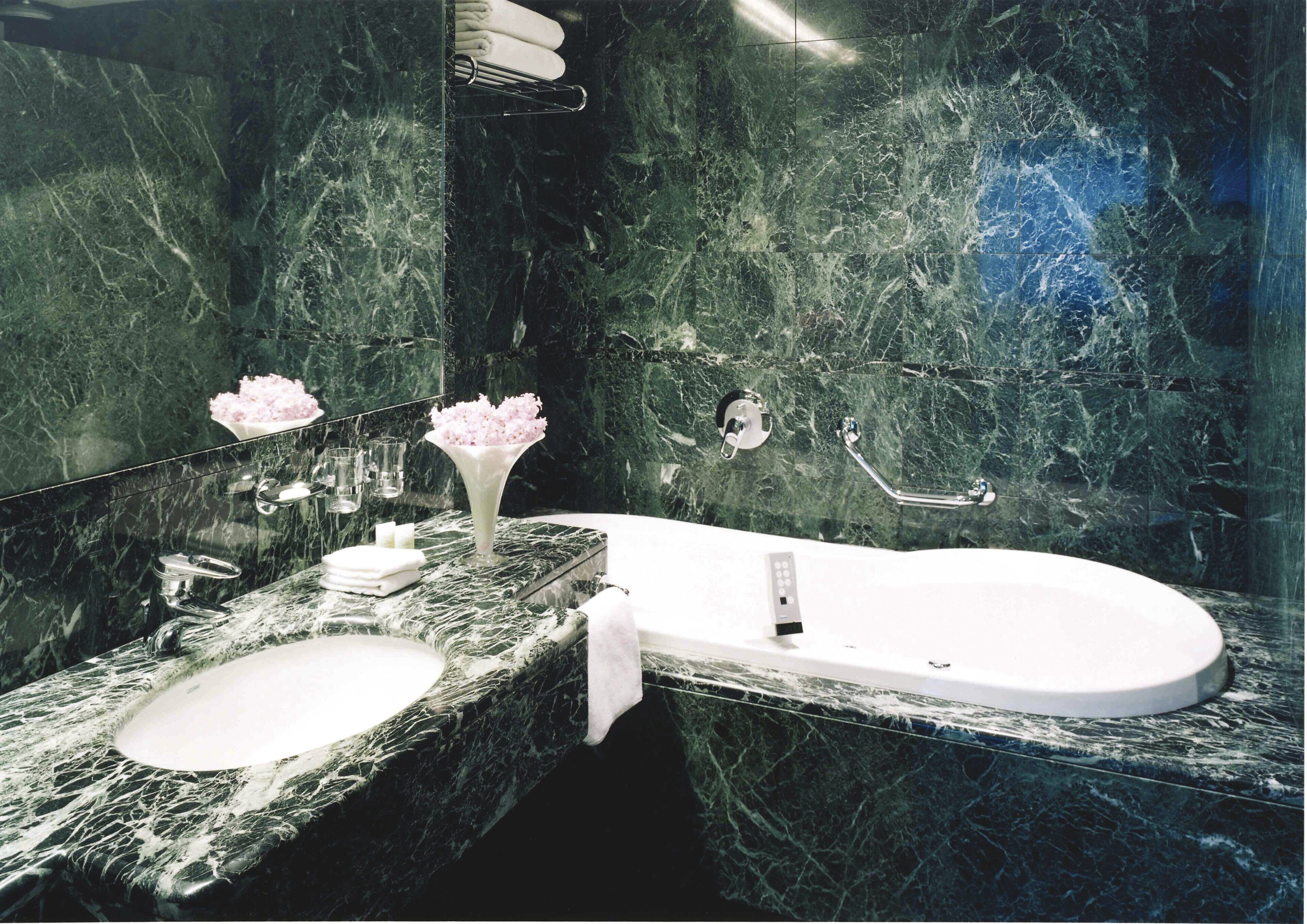 shower, designer toiletries, hair dryer, bathrobes