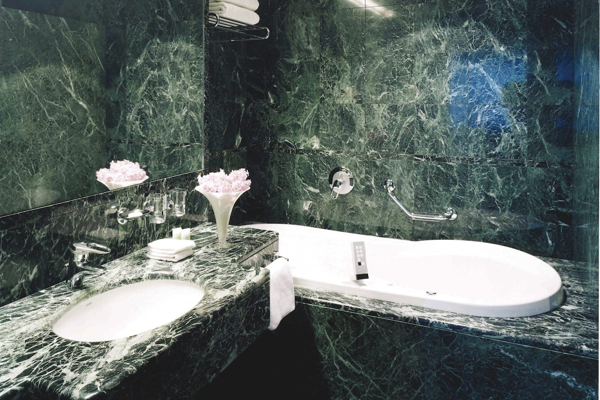 shower, designer toiletries, hair dryer, bathrobes