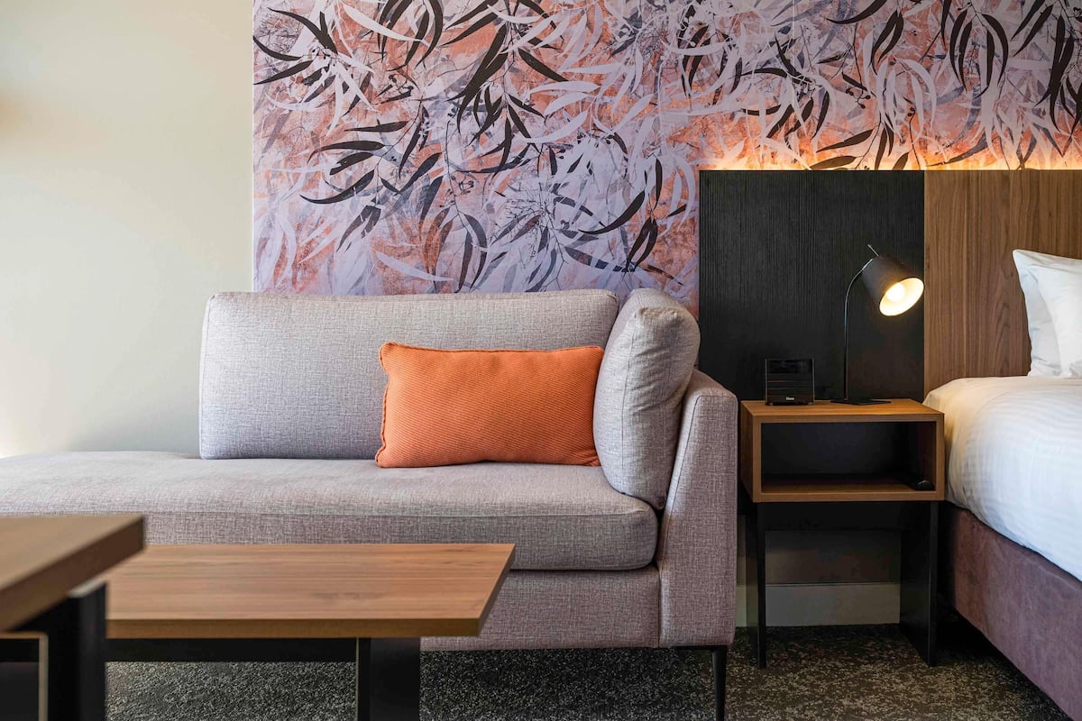 In-room safe, desk, laptop workspace, blackout curtains