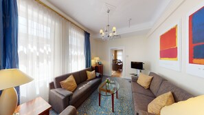 40-inch flat-screen TV with satellite channels, TV
