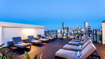 Outdoor pool, sun loungers