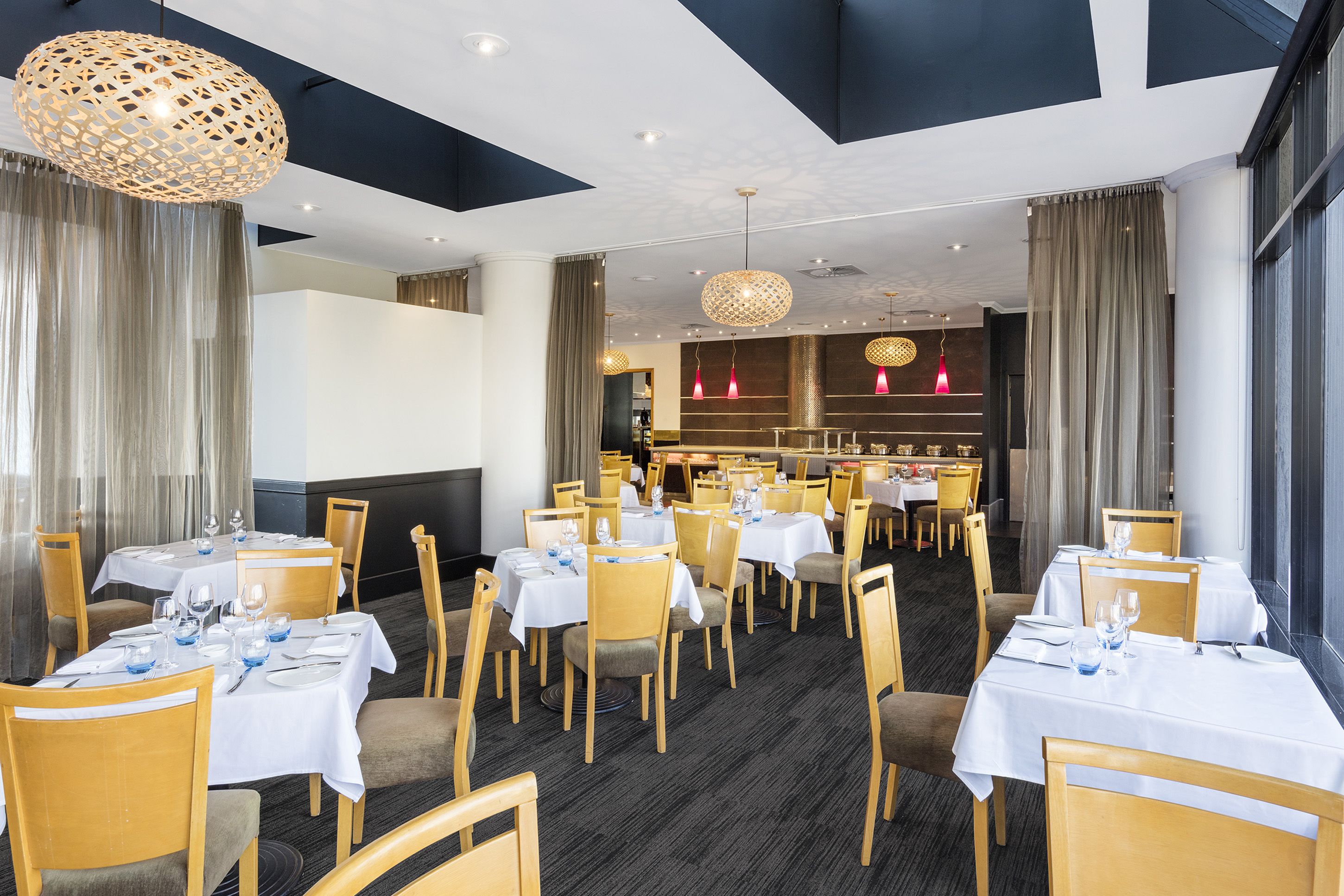 breakfast, lunch and dinner served