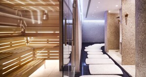 Couples treatment rooms, sauna, hot tub, steam room, Turkish bath