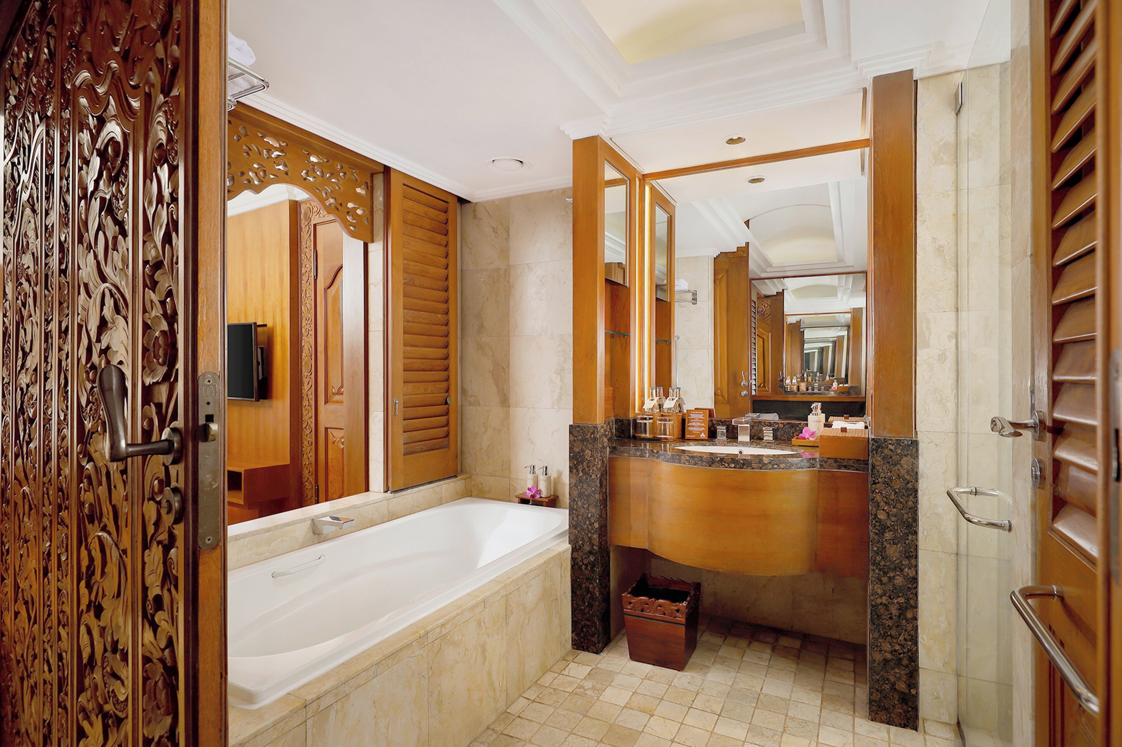 free toiletries, hair dryer, bathrobes, slippers