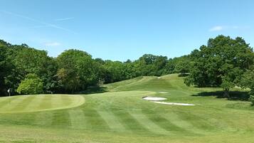 Enjoy a round of golf amidst lush greens and strategically placed sand bunkers.